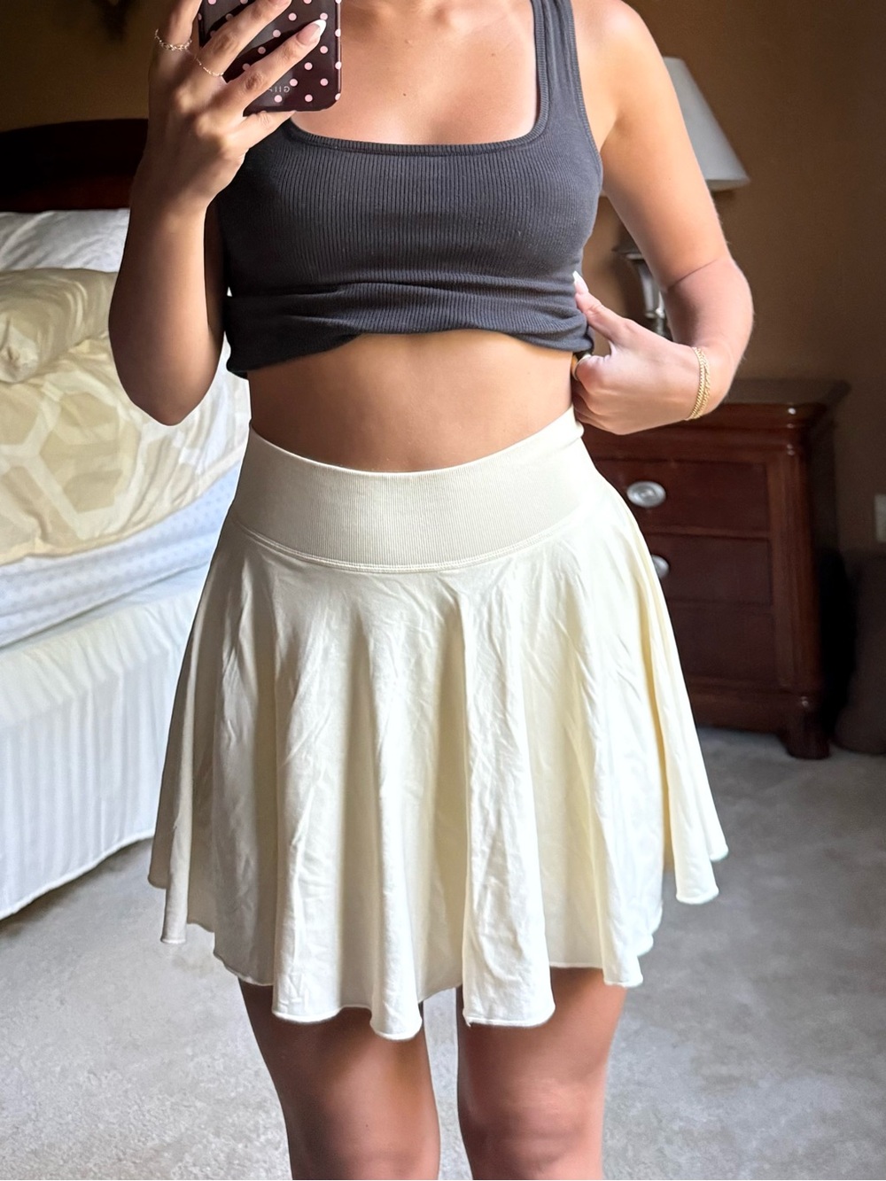 Flared Mini Skirt in Cream - Soft High-Waist Style